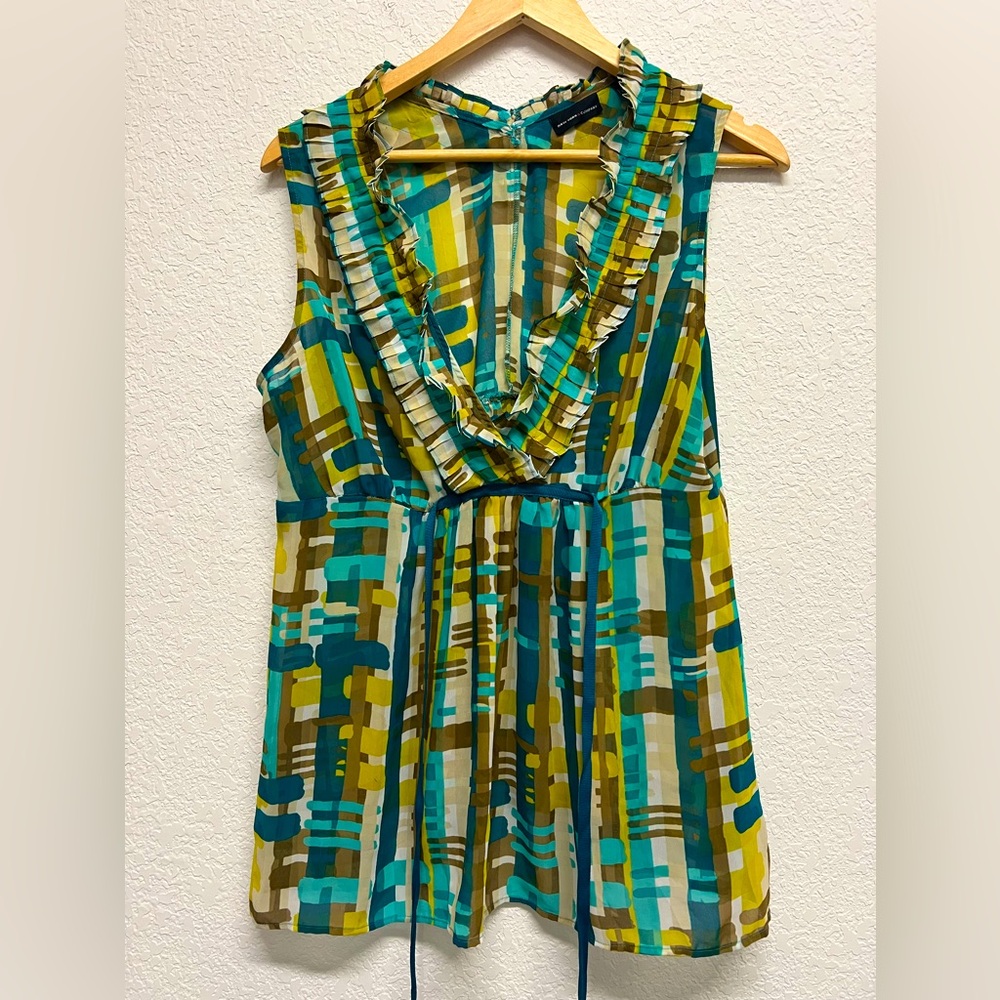 *New York & Co Women’s Georgette Sleeveless V Neck Babydoll Blouse Sz 12